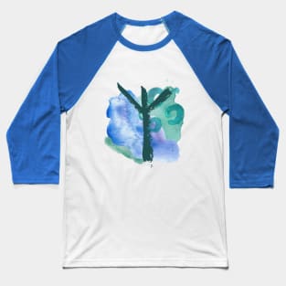 Rune Algiz On Blue Watercolor (Runes & Watercolors) Baseball T-Shirt